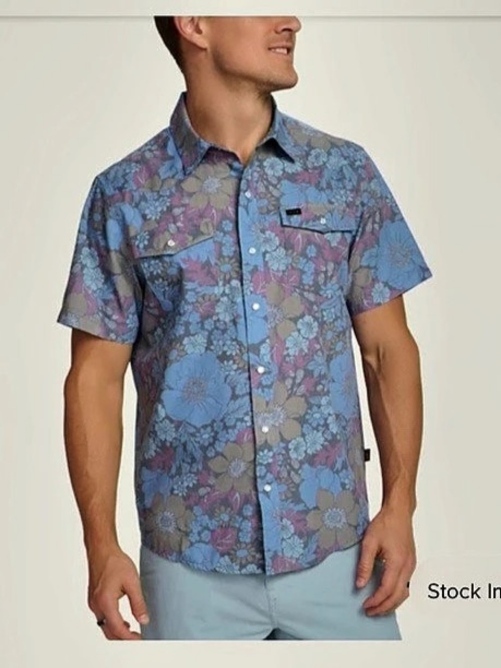 Howler Brothers H Bar B Snapshirt - Flower Power - Blues Size Large